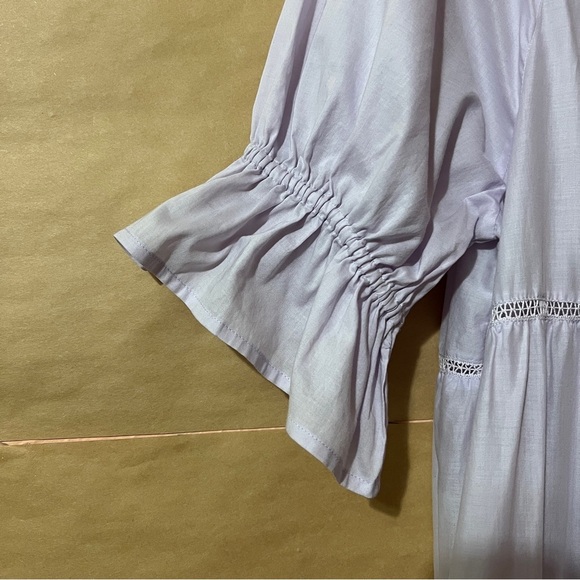 Merlette | Paradis Dress Tiered Midi Dress Puff Sleeve Popover Lavender Size M - Picture 7 of 15